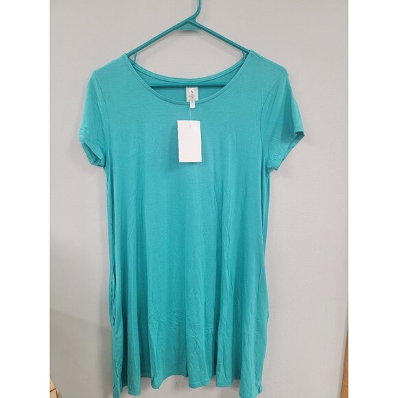 Loose-Fit Turquoise Tunic Top S - Picture 1 of 4